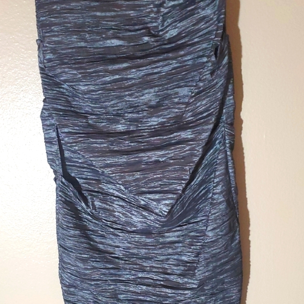 Xscape Black and Gray/Silver Ruched Mini Dress - Picture 6 of 7